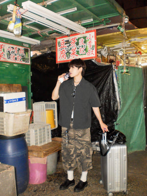 (in stock) camo damaged bermuda pants