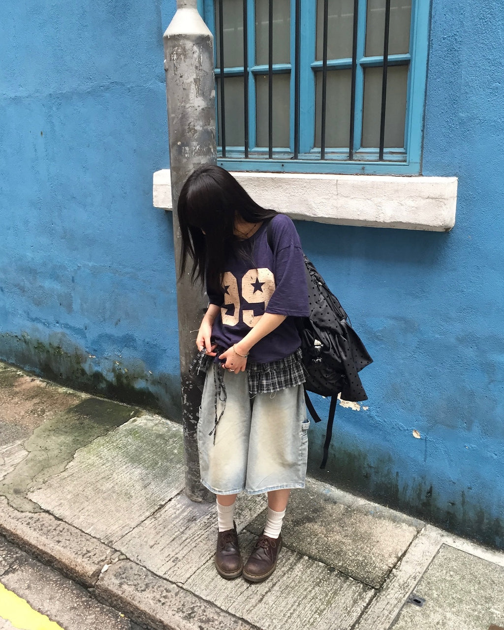 checked layer skirt (black)