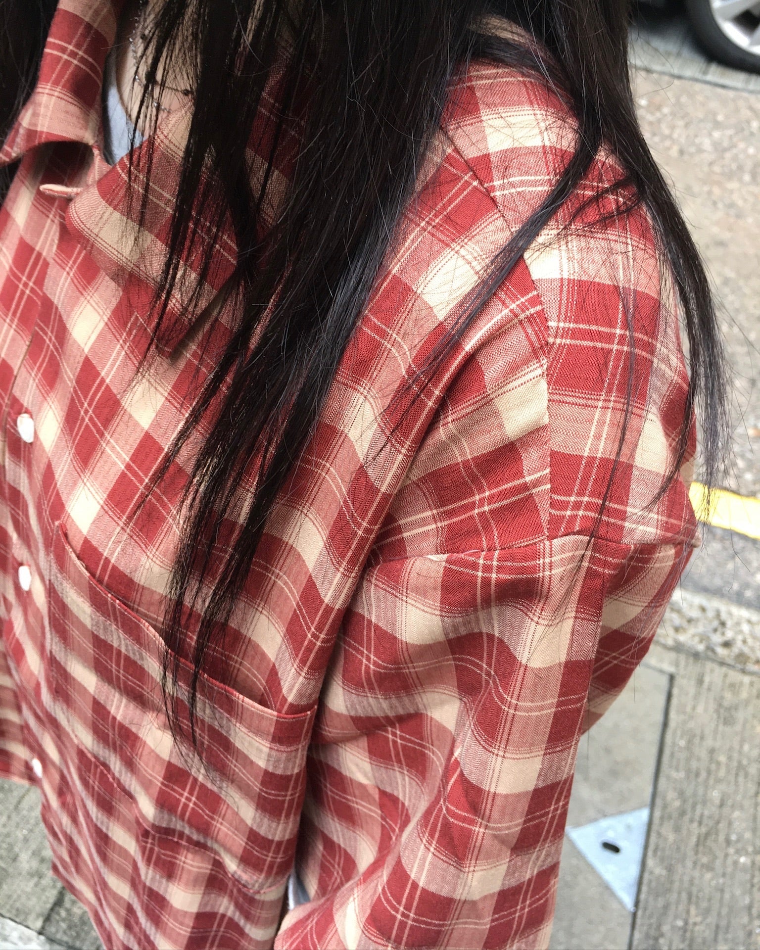 london crop checked shirt (red)