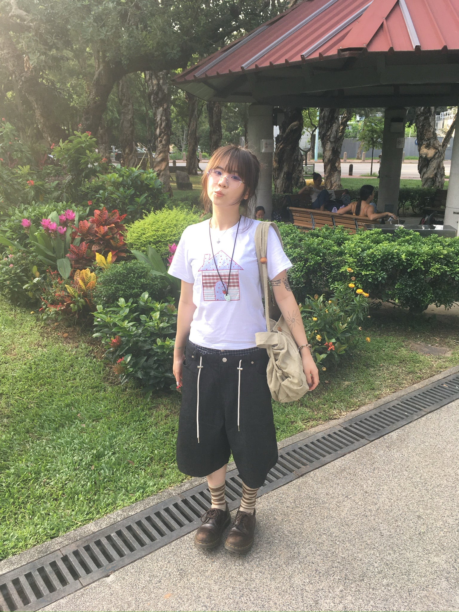 trunk layered half pants (black)