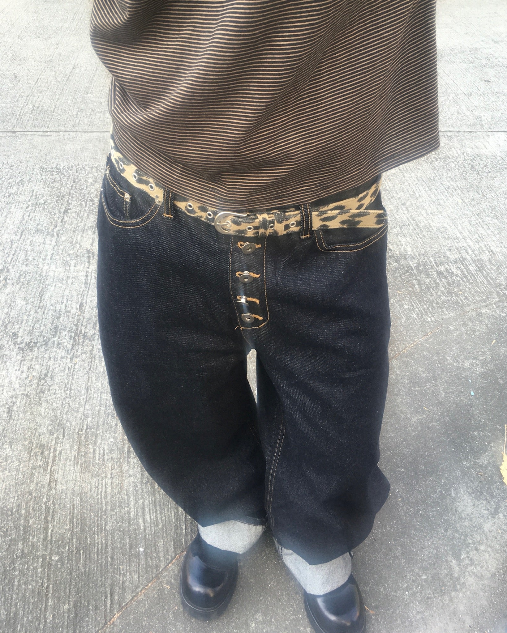 leopard eyelet belt (beige)