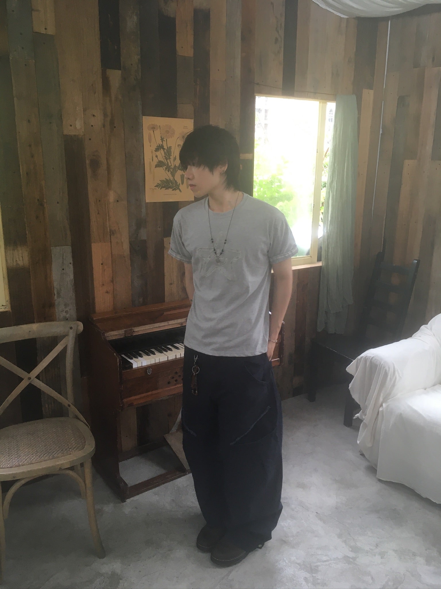 hem button cargo pants (navy)