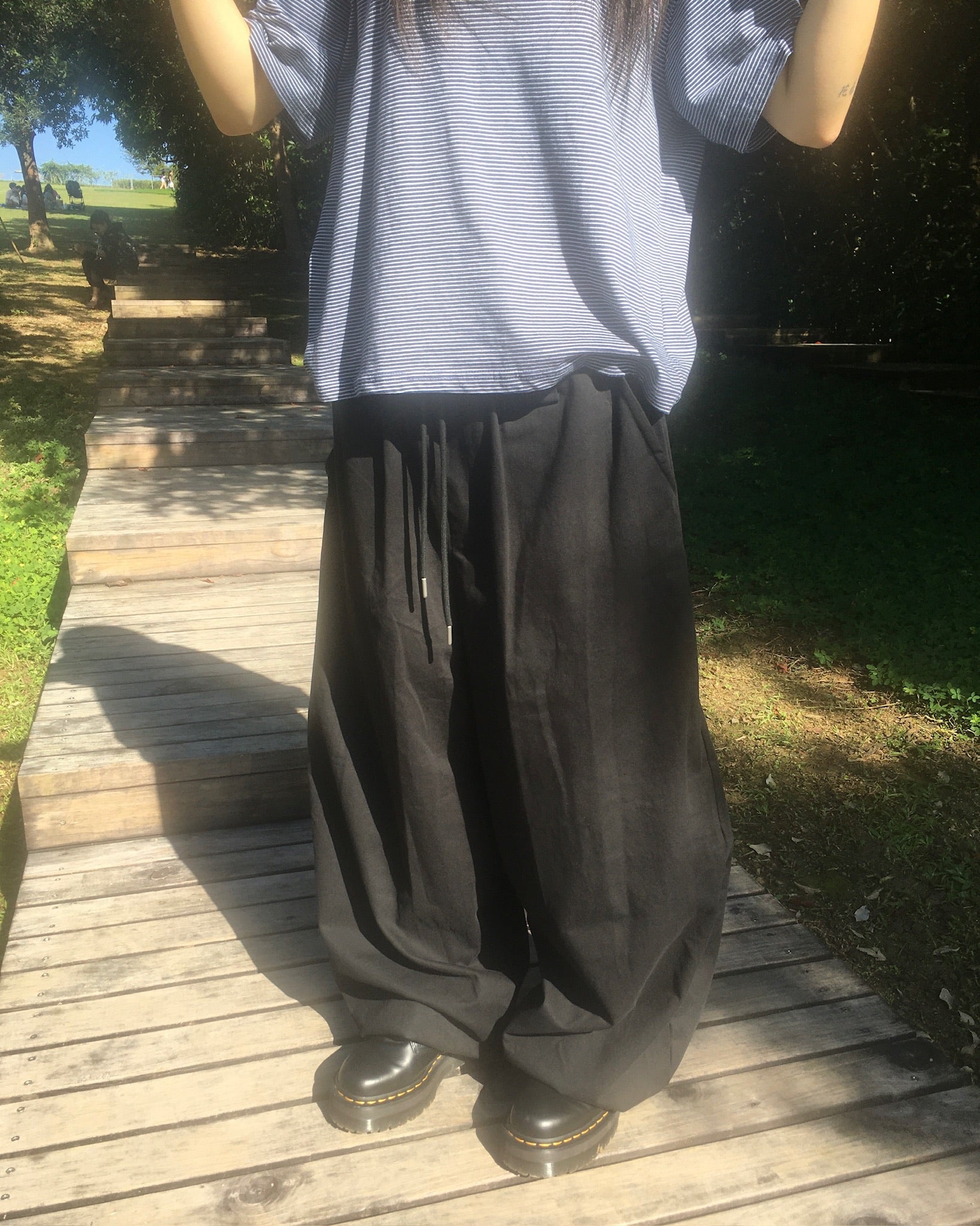 97 patch cotton pants (black)