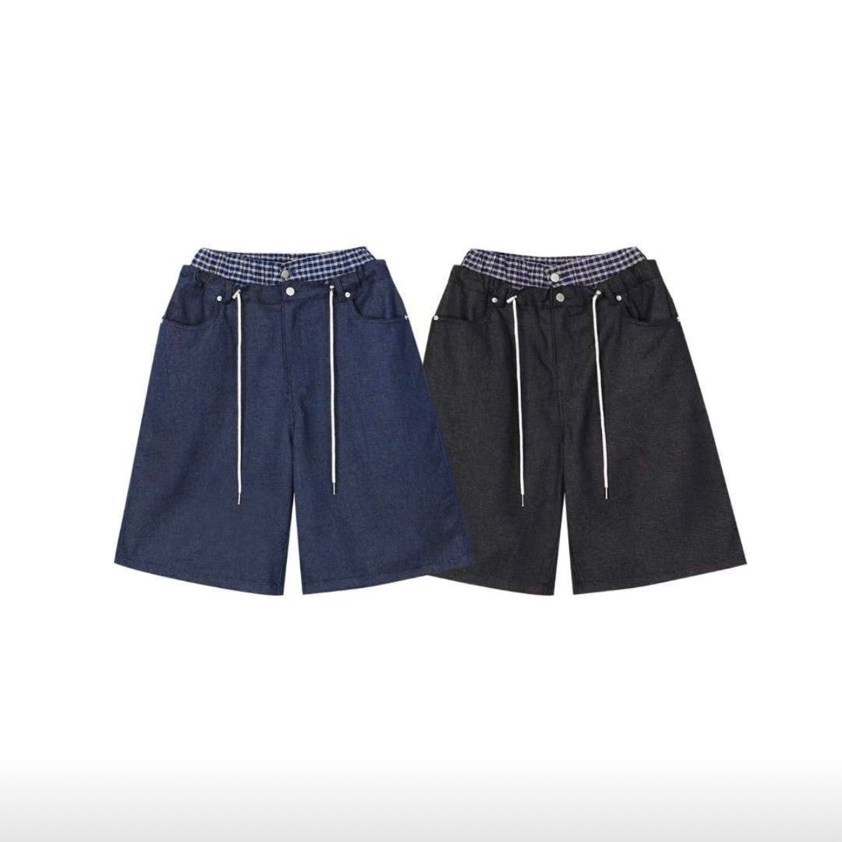 trunk layered half pants (black)