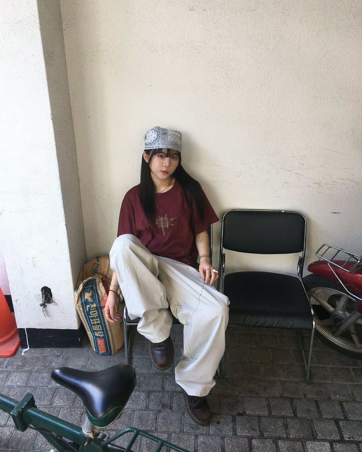 wavy chino pants (ivory)