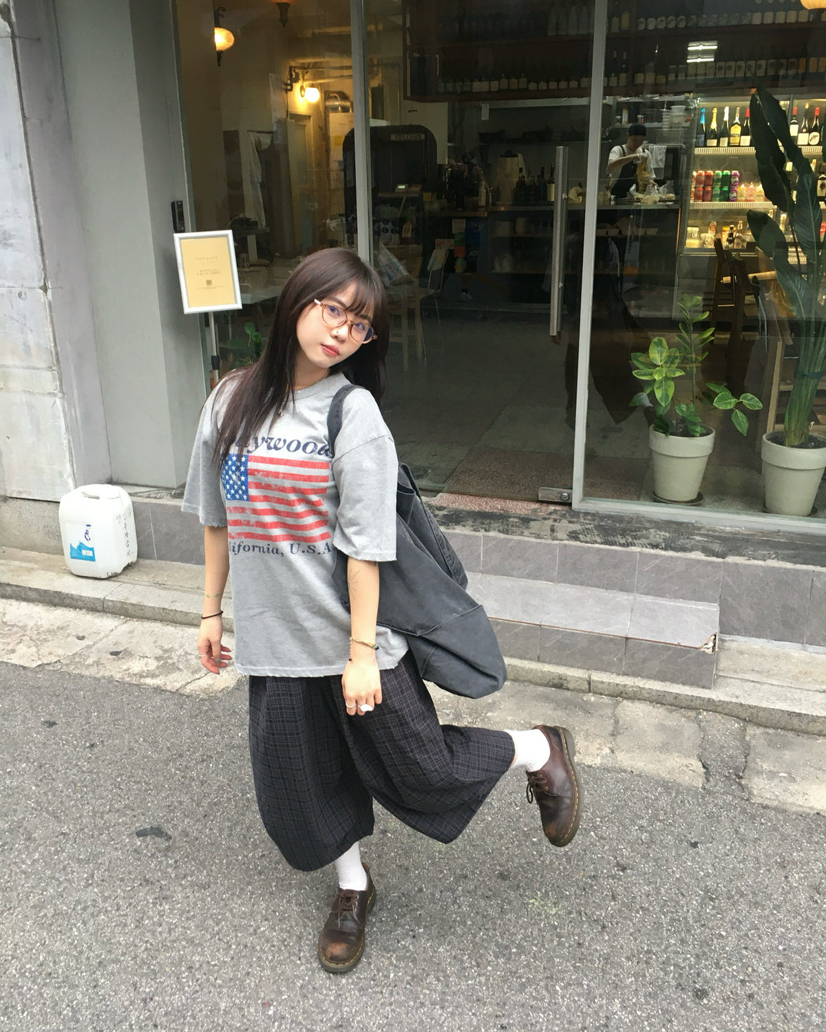 pie checked half pants (black) (women wear)