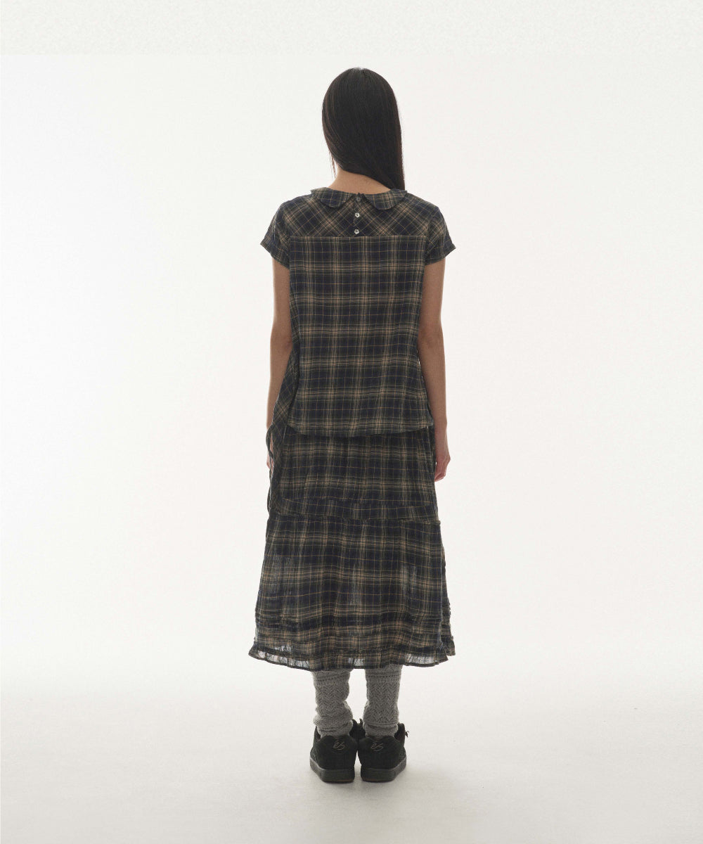 ✪【𝘱𝘳𝘦-𝘰𝘳𝘥𝘦𝘳】coyseio shirring midi skirt (check)