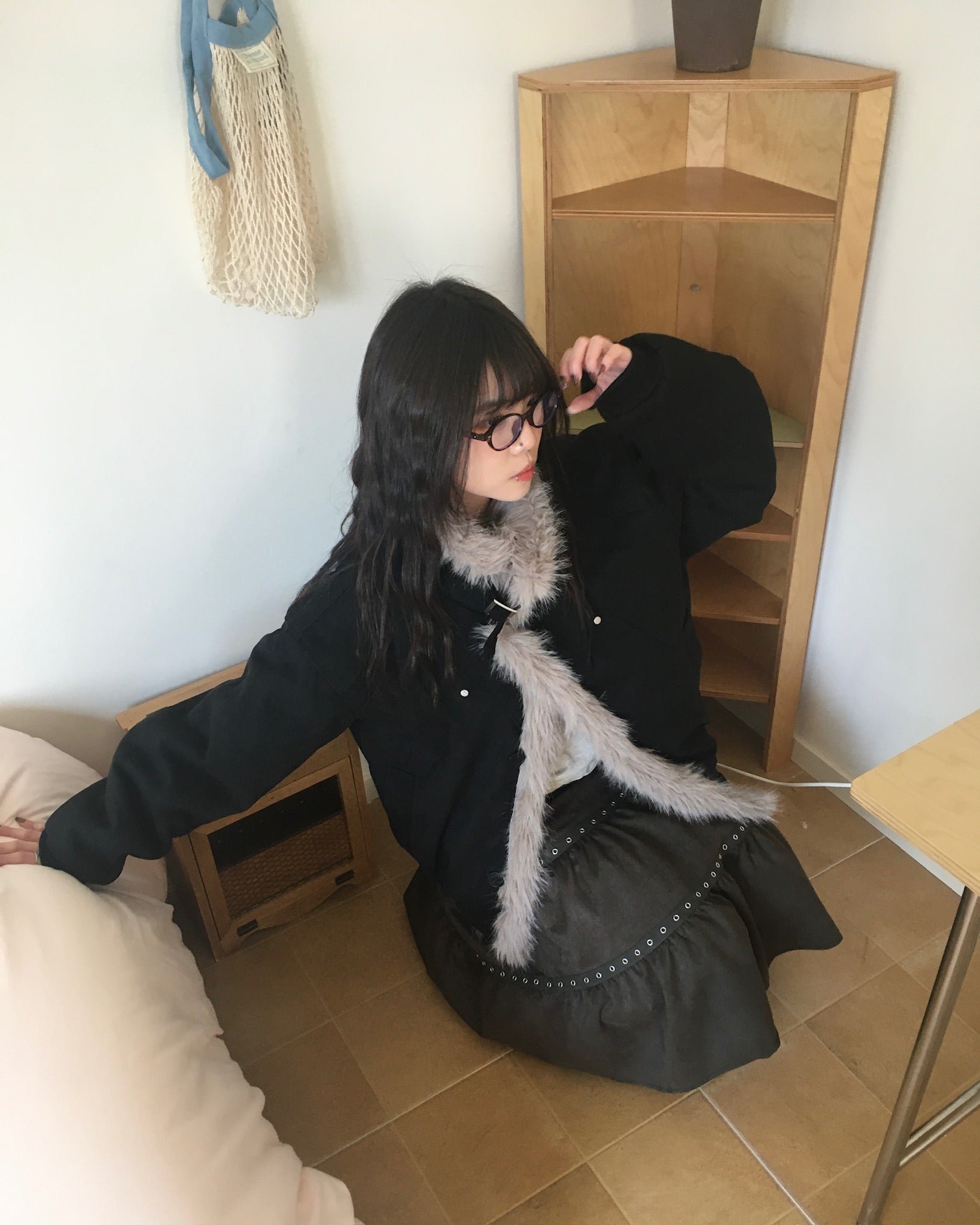 (★BEST) fur collar jacket (black)