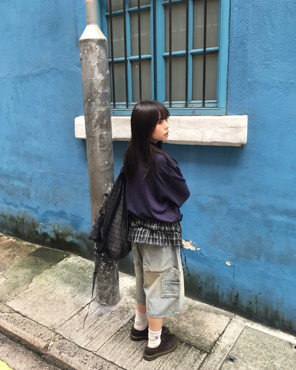 checked layer skirt (black)