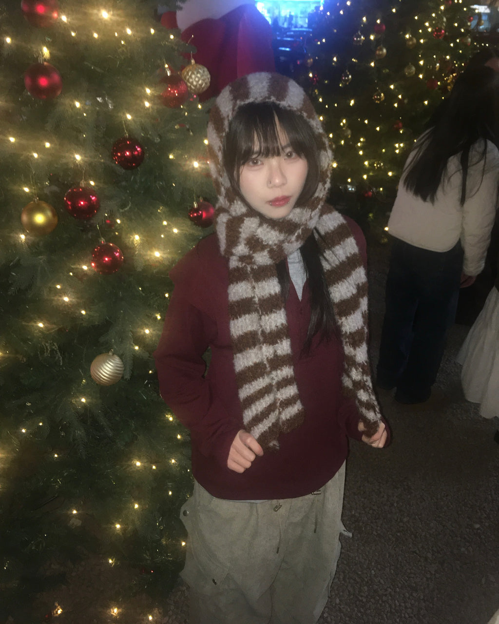 waffle henly neck shirt (wine)