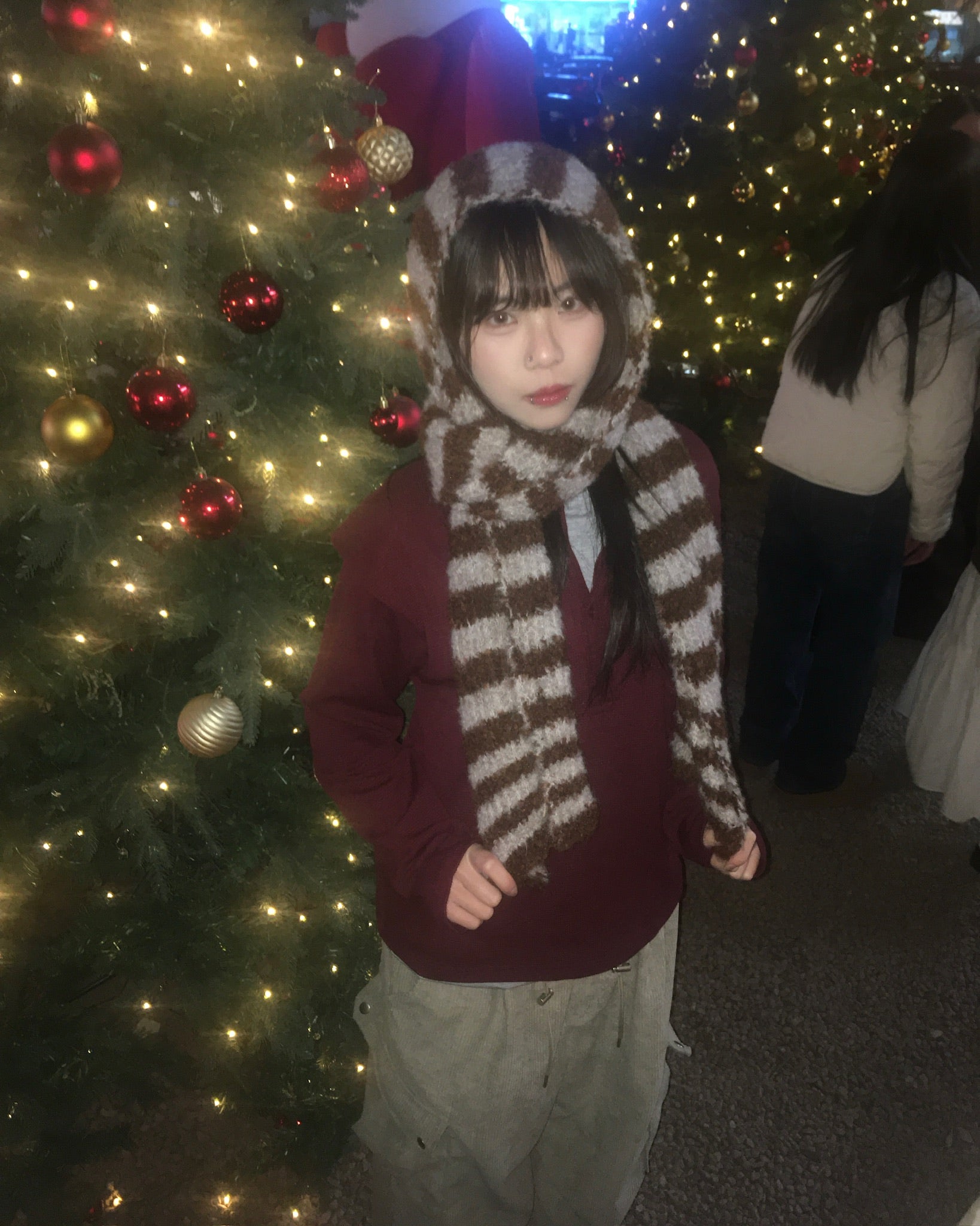 striped wool scarf (brown)