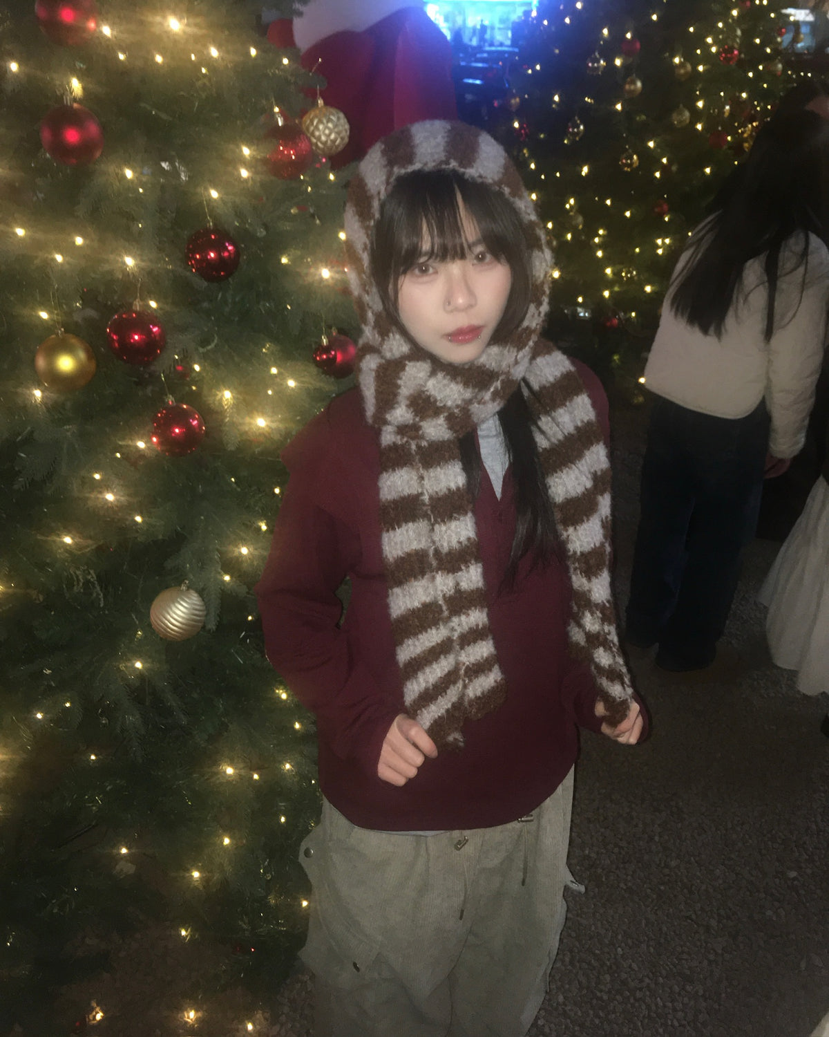 striped wool scarf (brown)