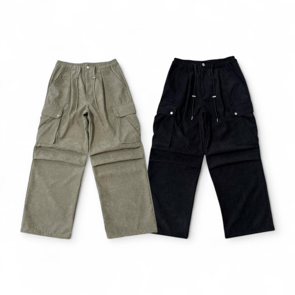 corduroy cargo pants (black)