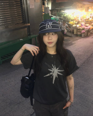 star colored crop tee (charcoal)