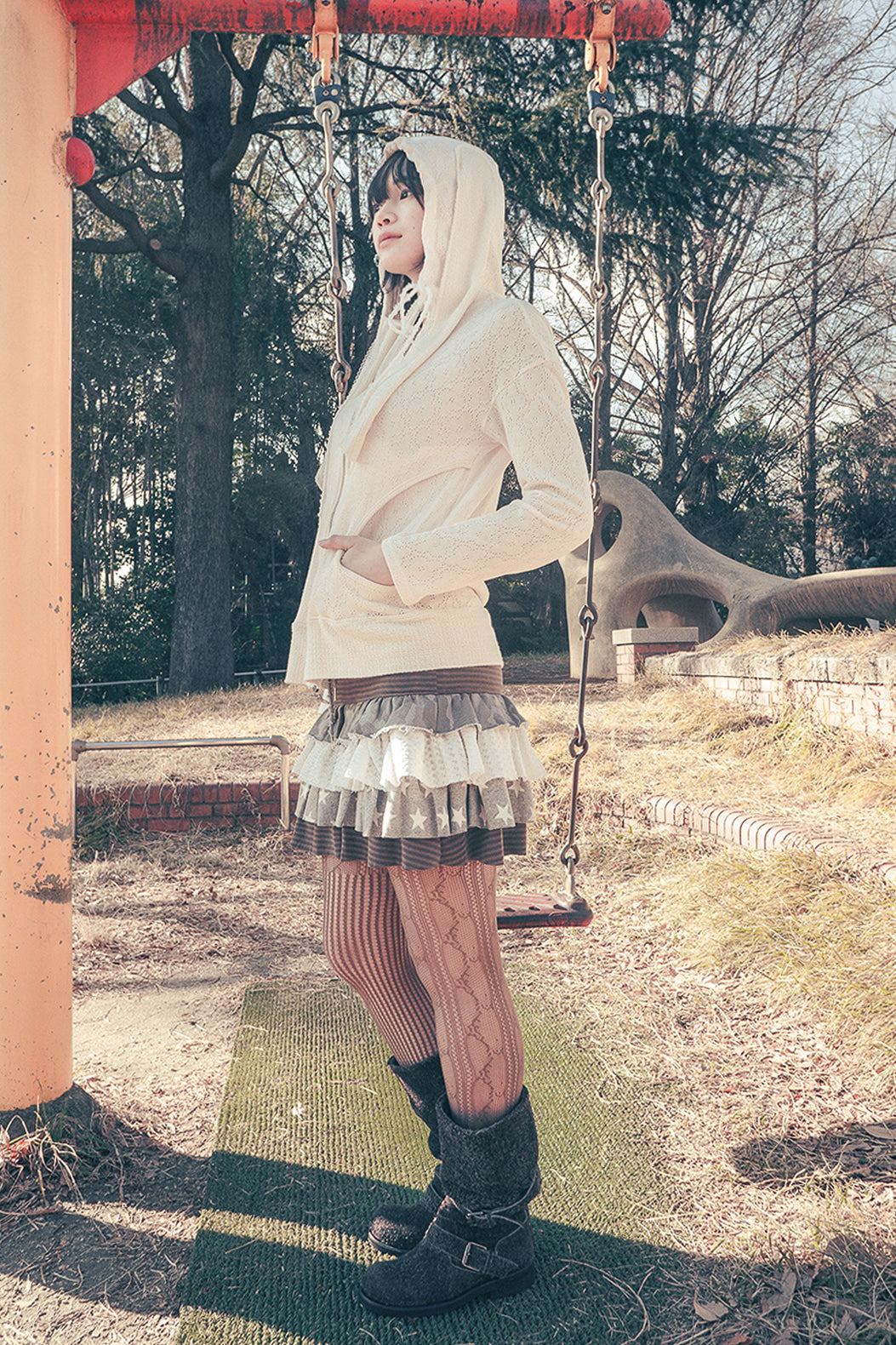 HUGYOURSKIN CANCAN LAYERED SKIRT (BROWN)