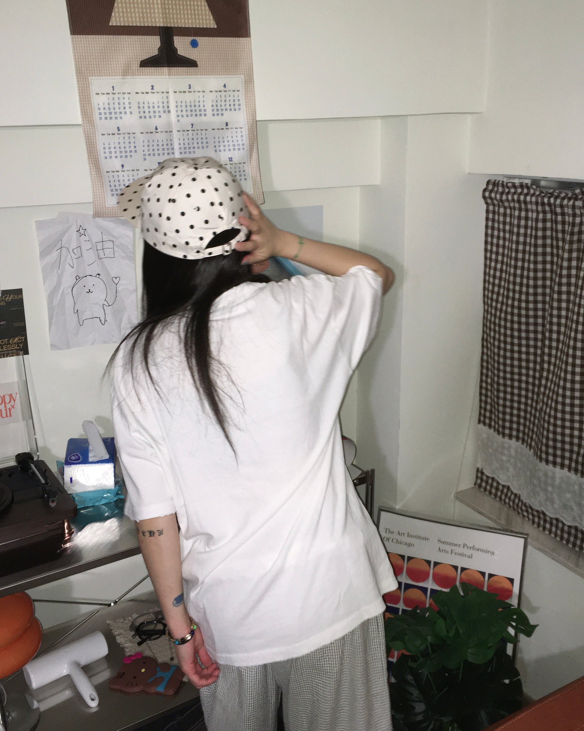 heart dot cap (beige)