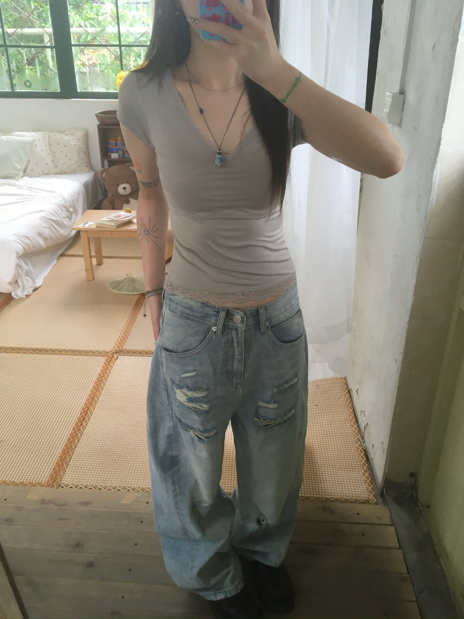destroyed denim pants