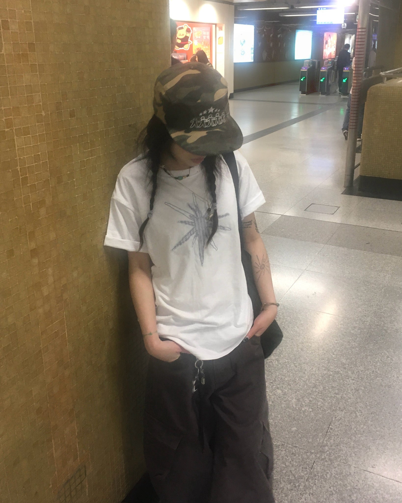 five star pillbox cap (camo)