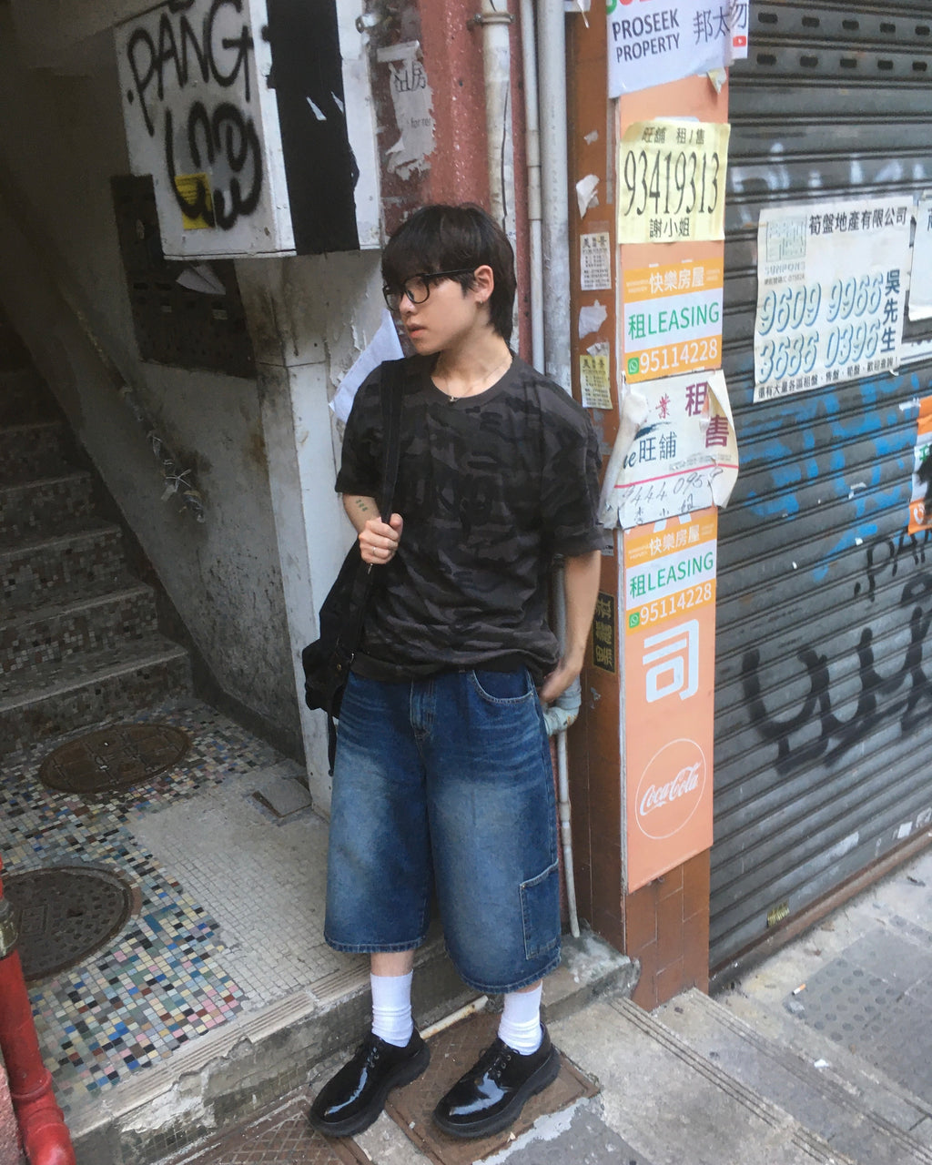 layered pocket bermuda jeans (blue)