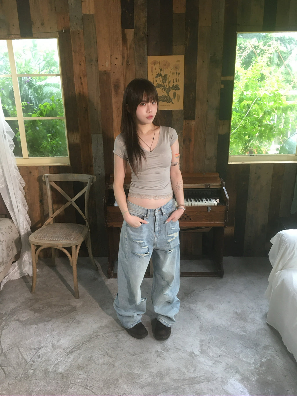 destroyed denim pants