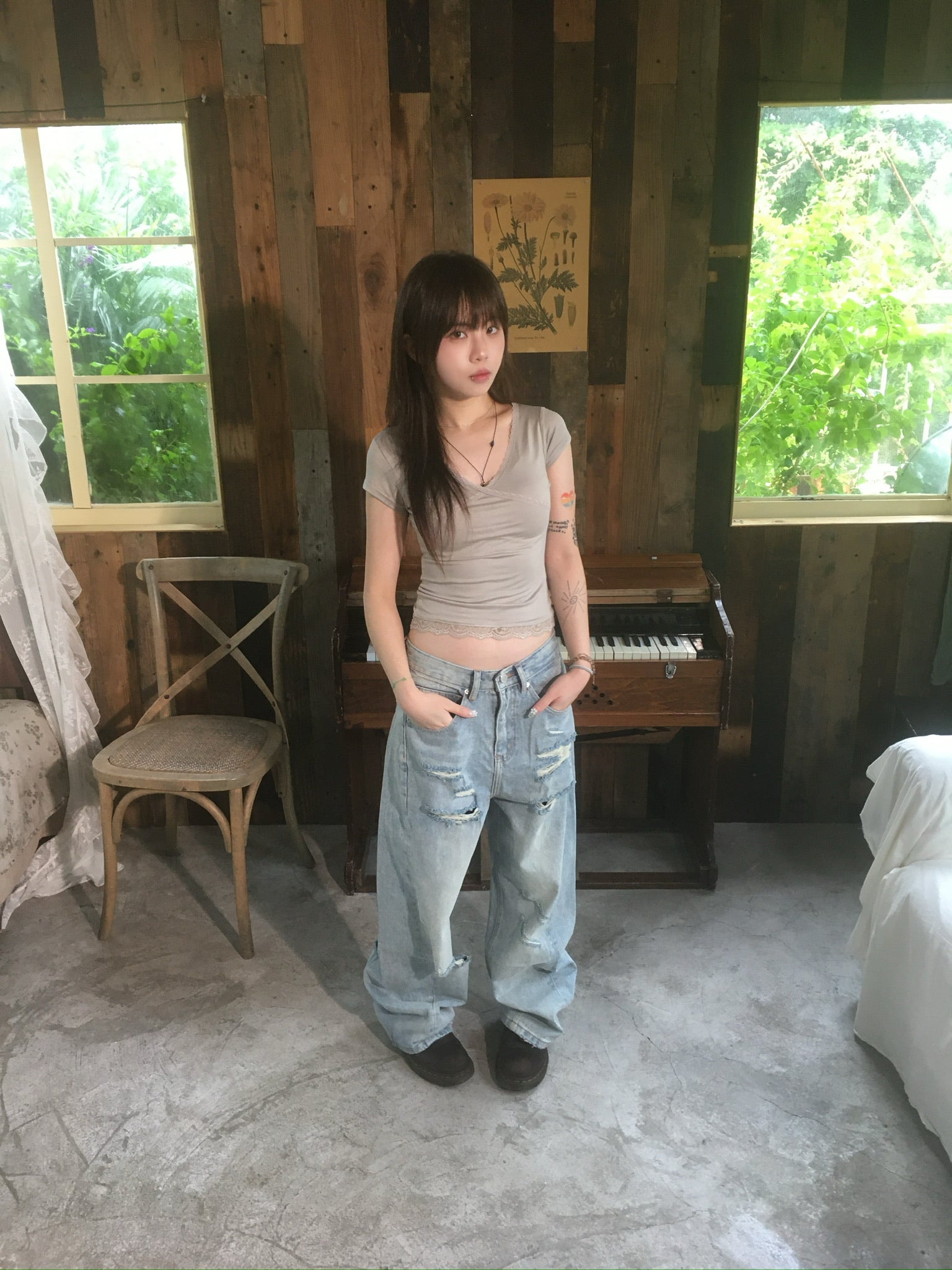destroyed denim pants