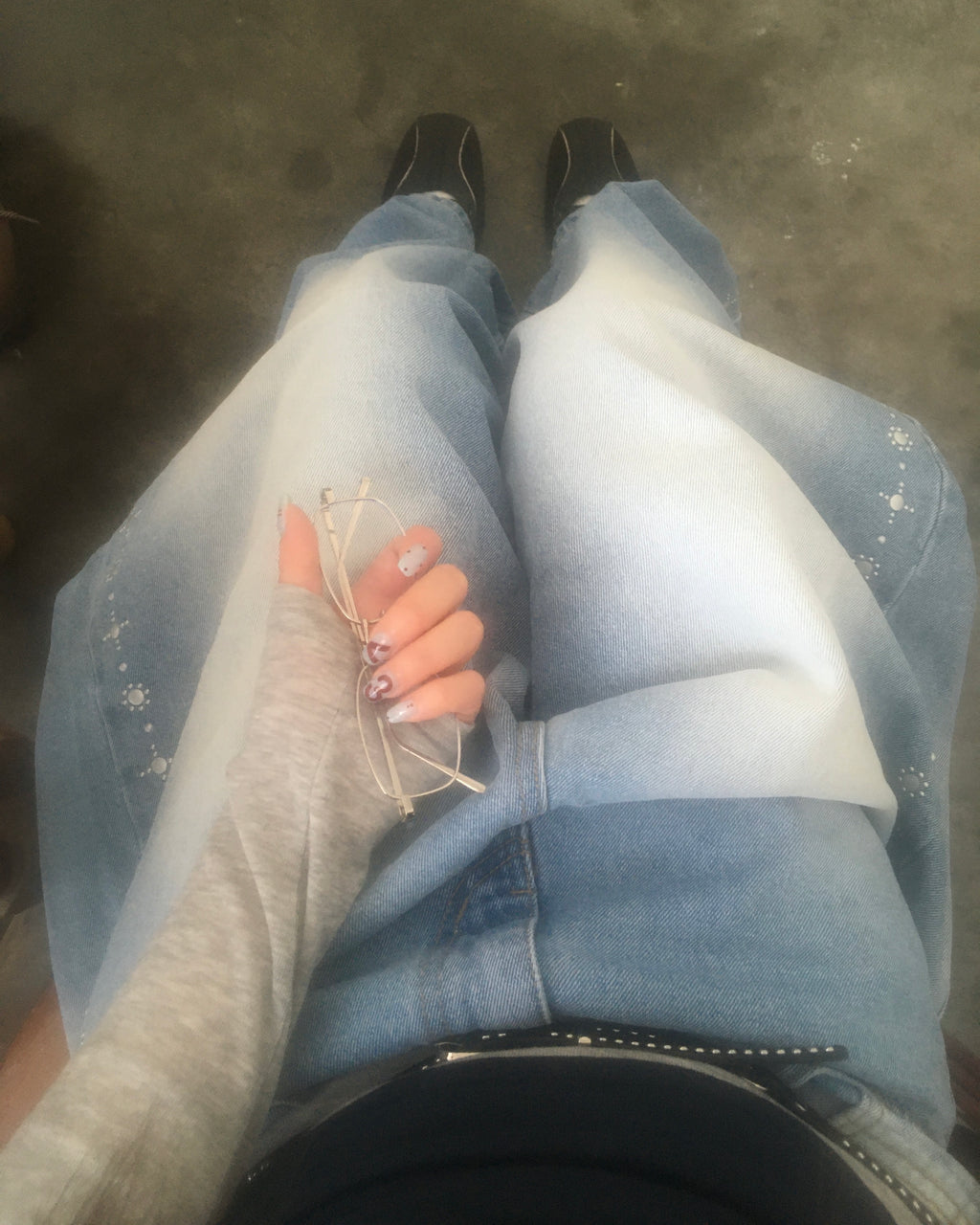 studded balloon jeans (blue)