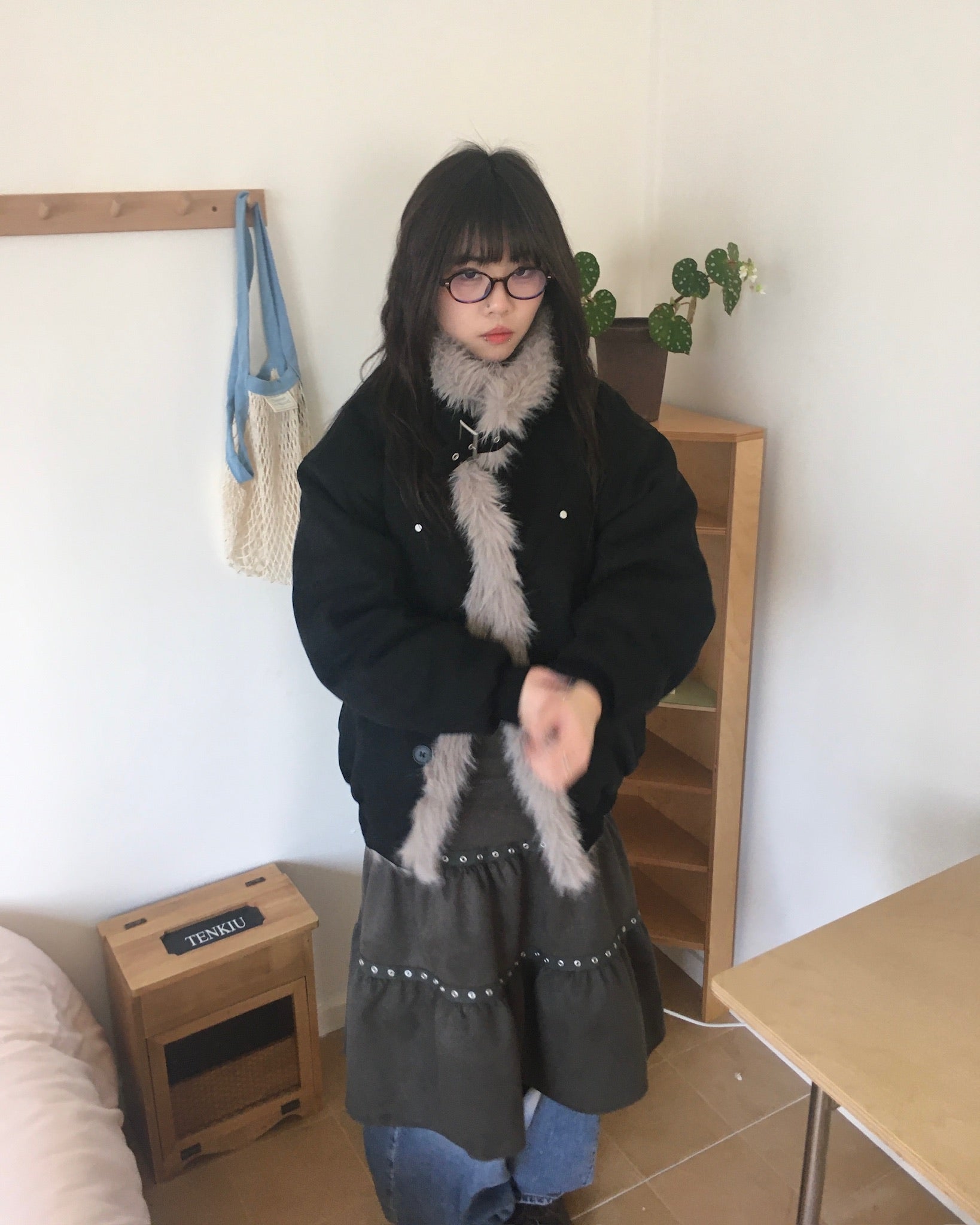 (★BEST) fur collar jacket (black)