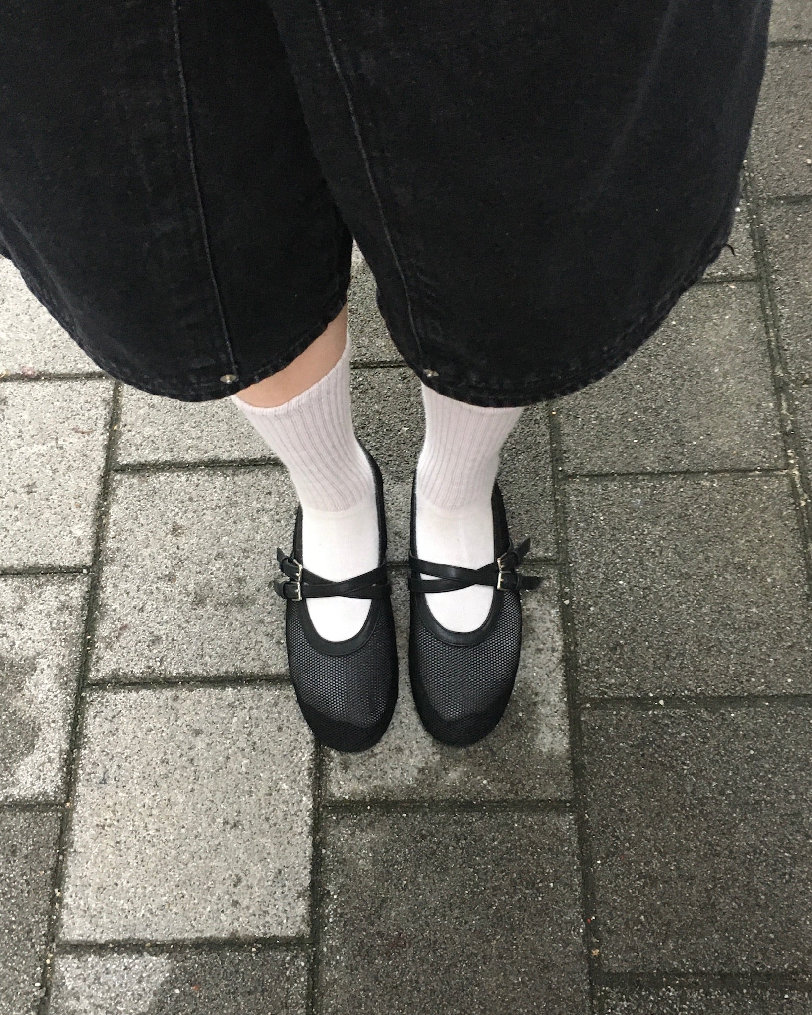 mesh mary jane loafers (black)