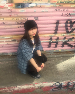 (in stock) matron wrinkle checked shirt (blue)