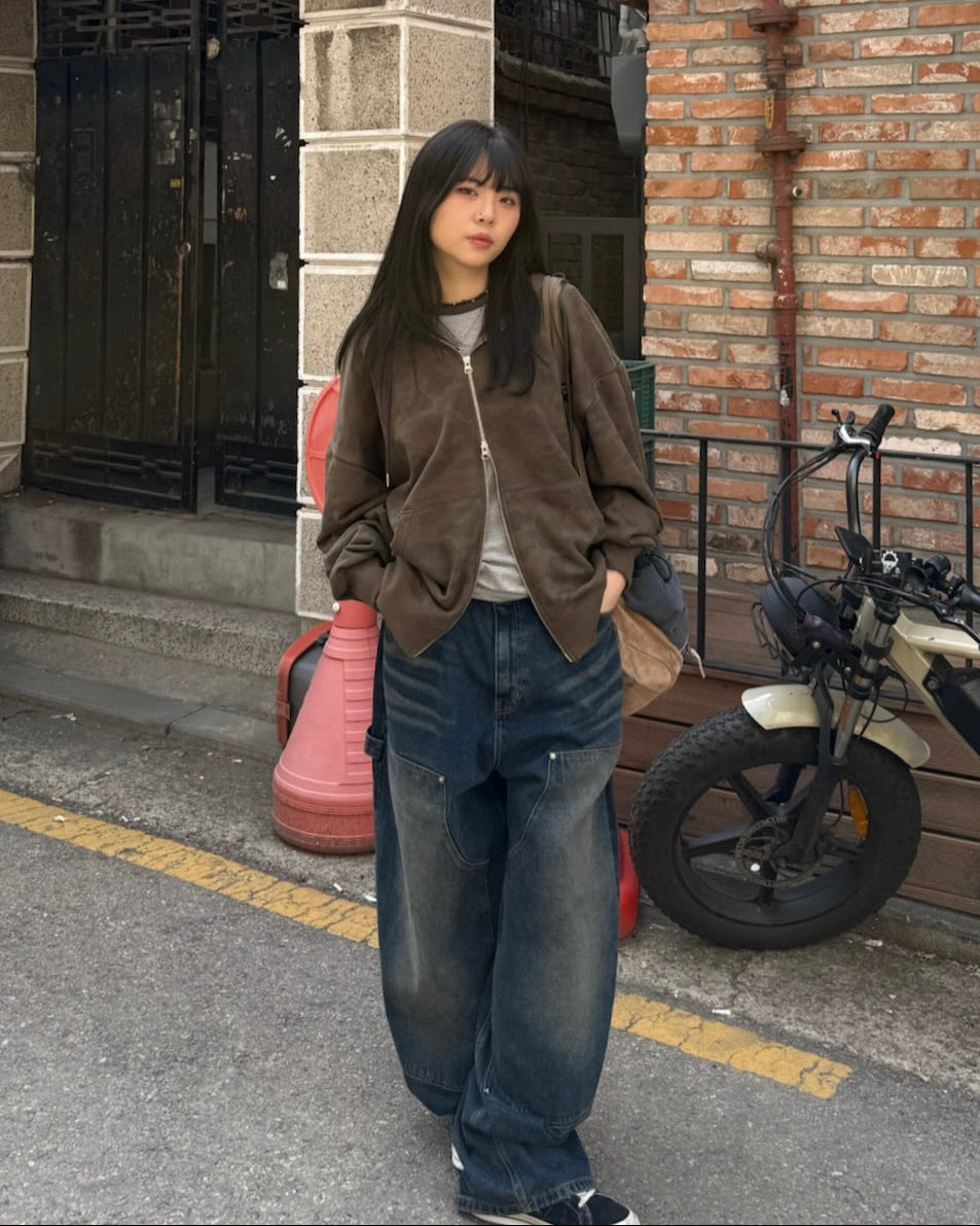 (in stock) vintage layer washed jeans