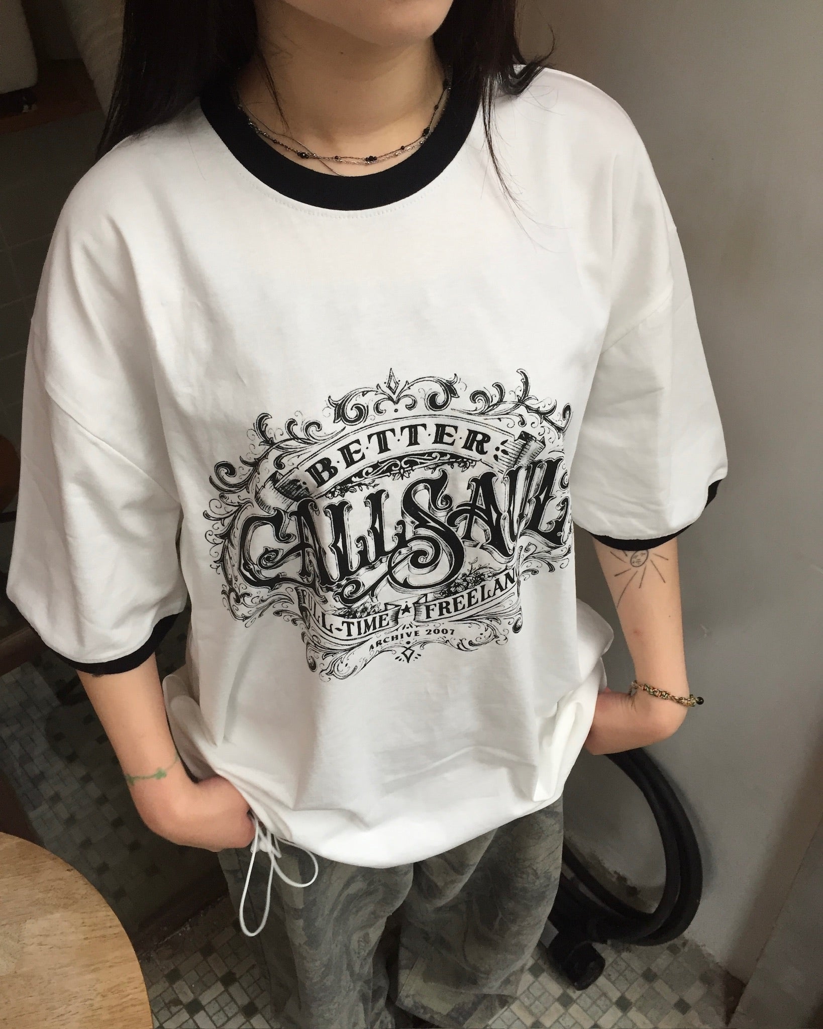 callsaul vintage ringer tee (white)