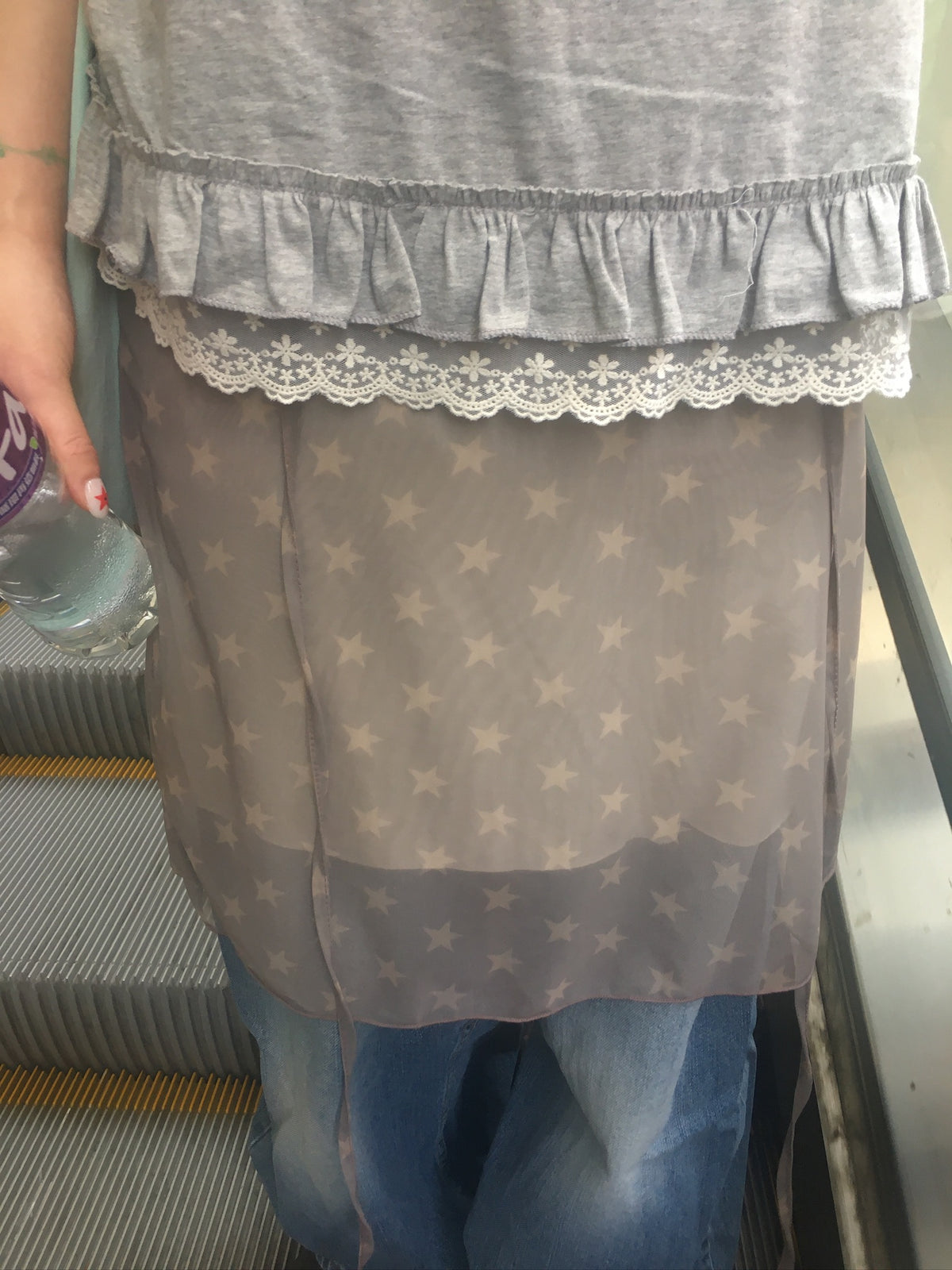 star mesh warp skirt (mauve)
