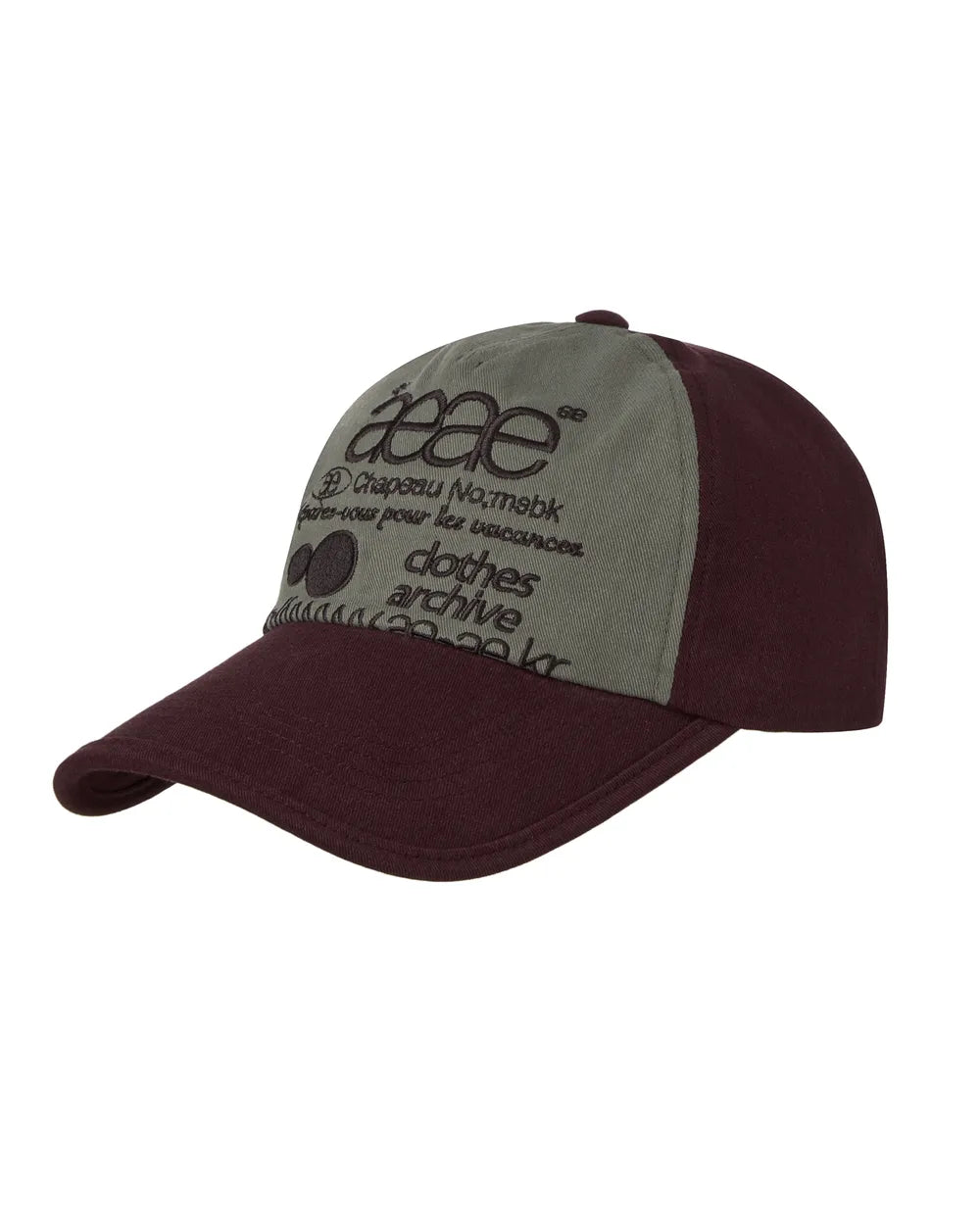 AEAE WEB LOGO 5 PANNEL BALL CAP (BURGUNDY/GREY)