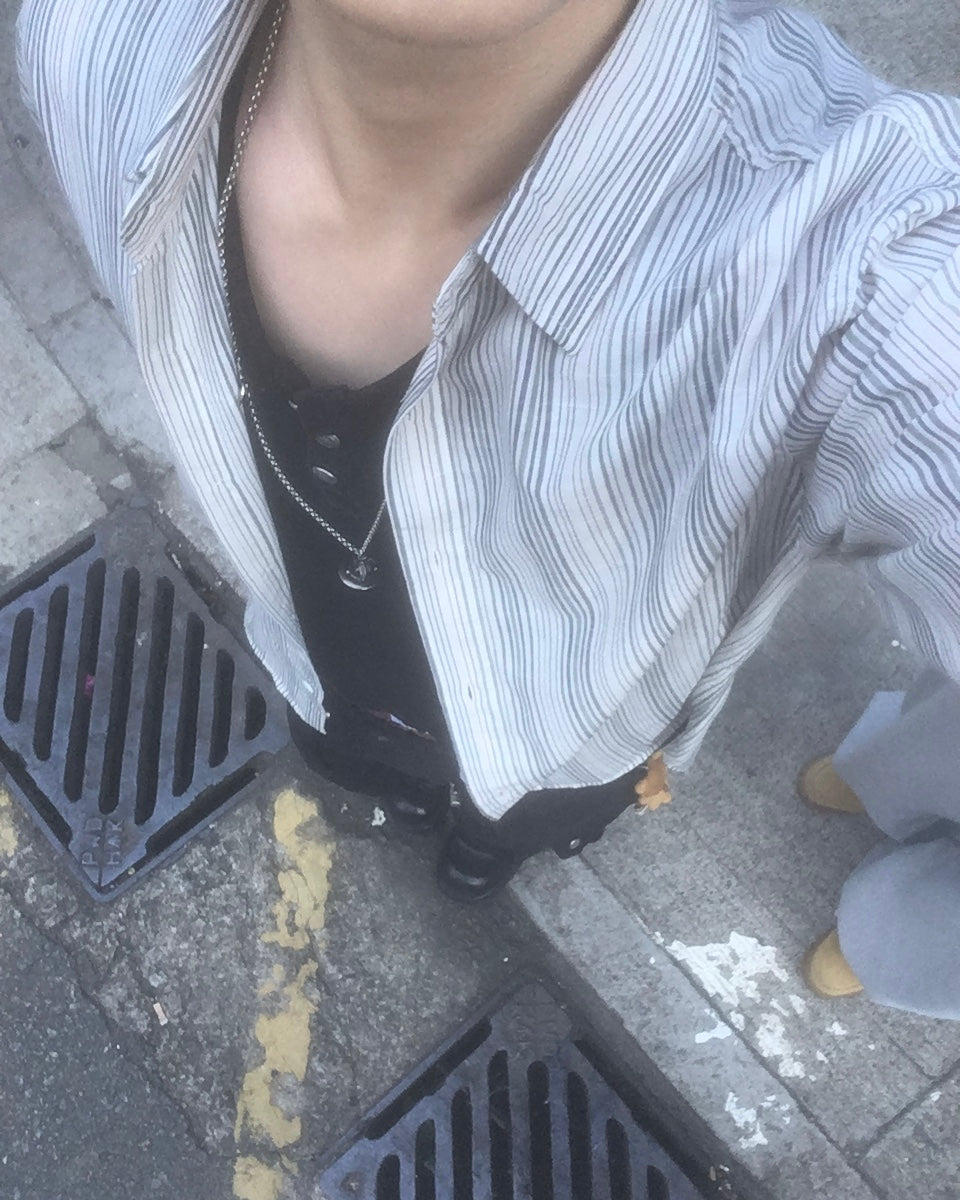 striped crop shirt (beige)