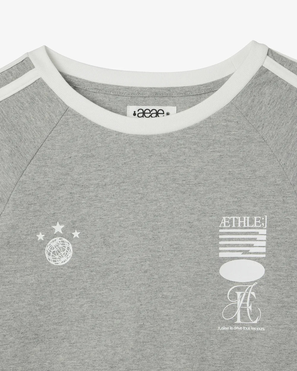 AEAE ATHLETE STRIPE HALF T-SHIRTS (GREY)