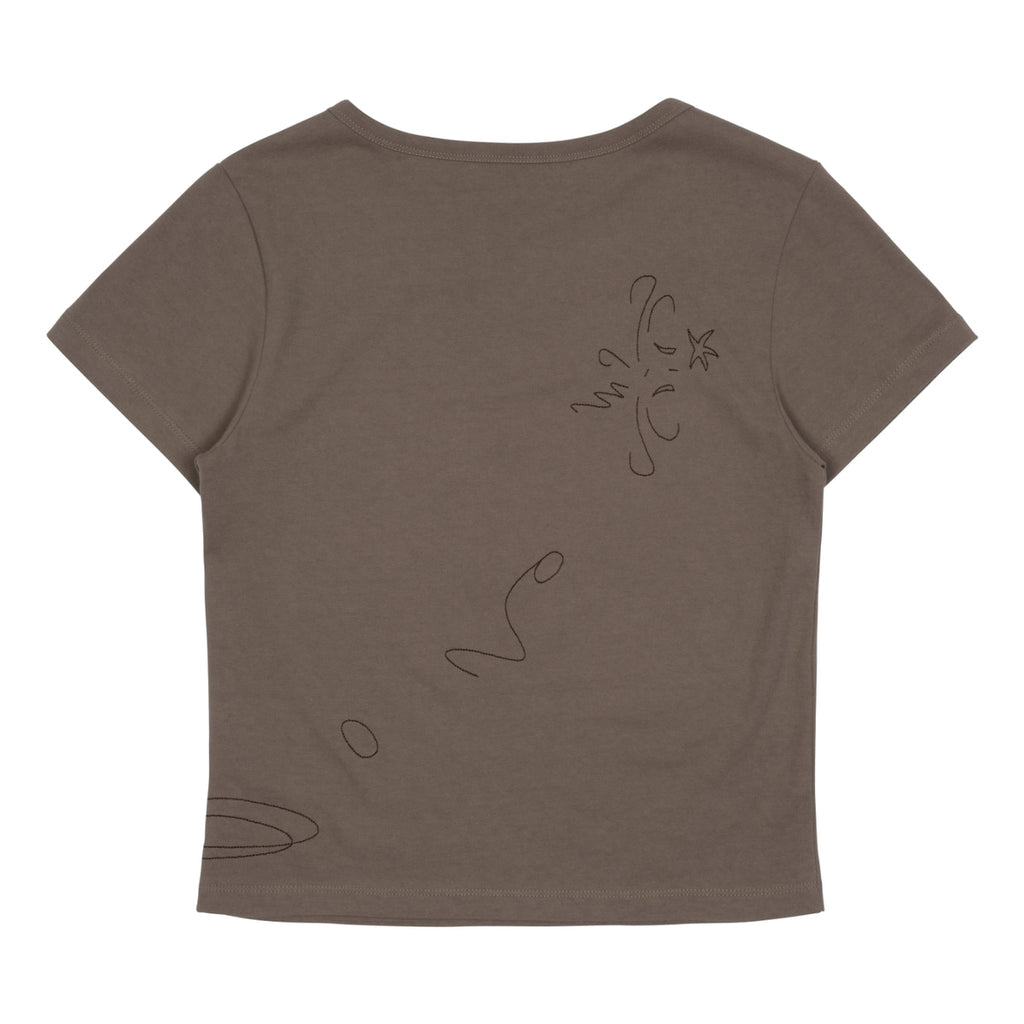 TCM STITCH SIDE HENLY NECK TEE (BROWN)