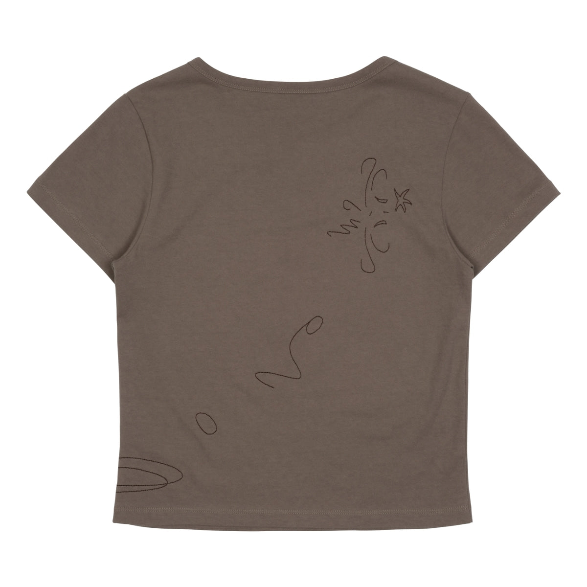 TCM STITCH SIDE HENLY NECK TEE (BROWN)