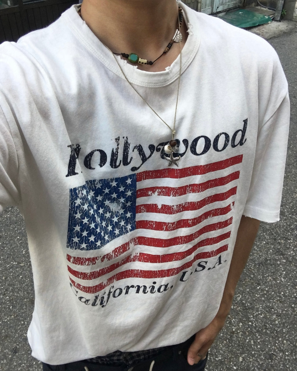 hollywood painted tee (white)