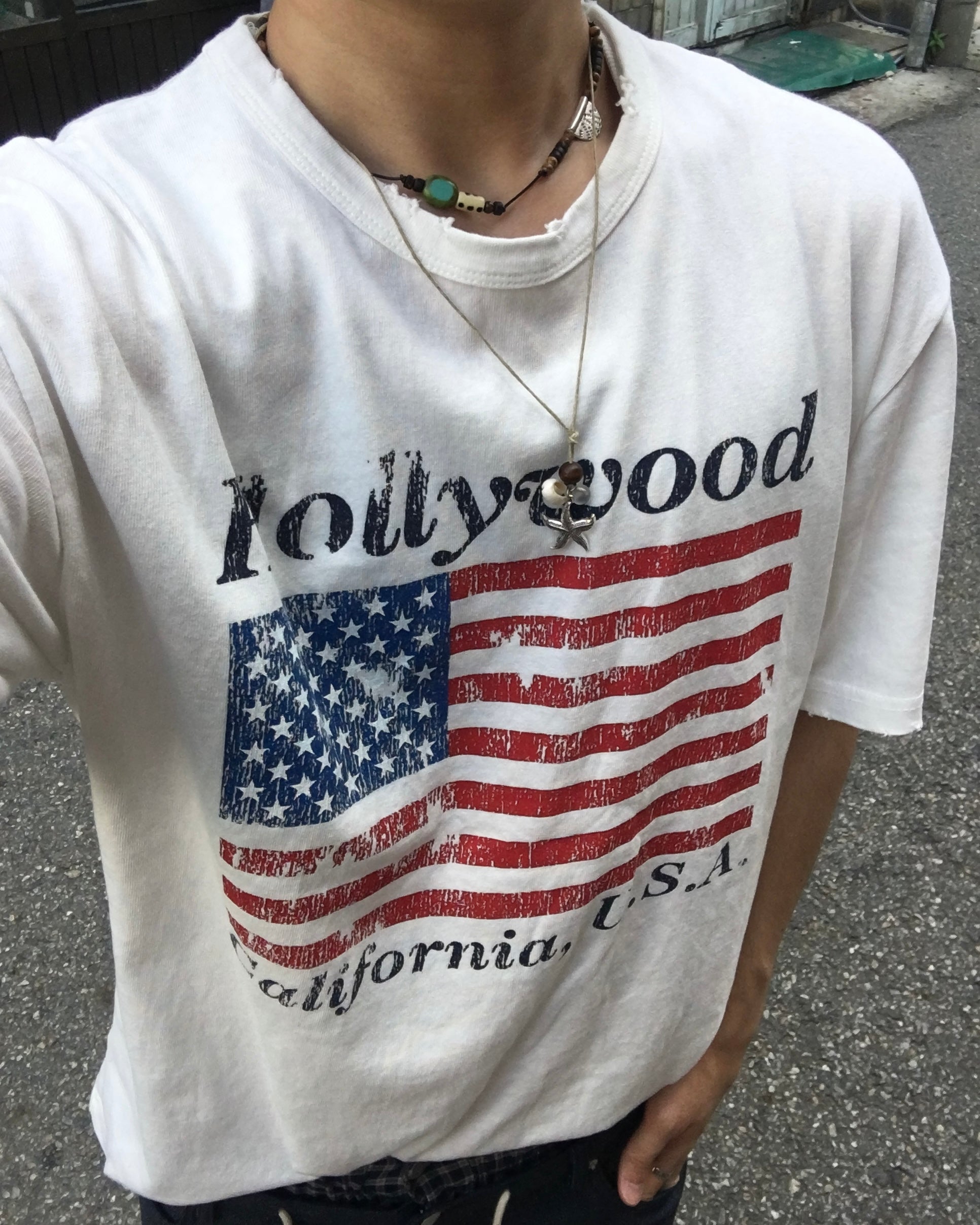 hollywood painted tee (white)