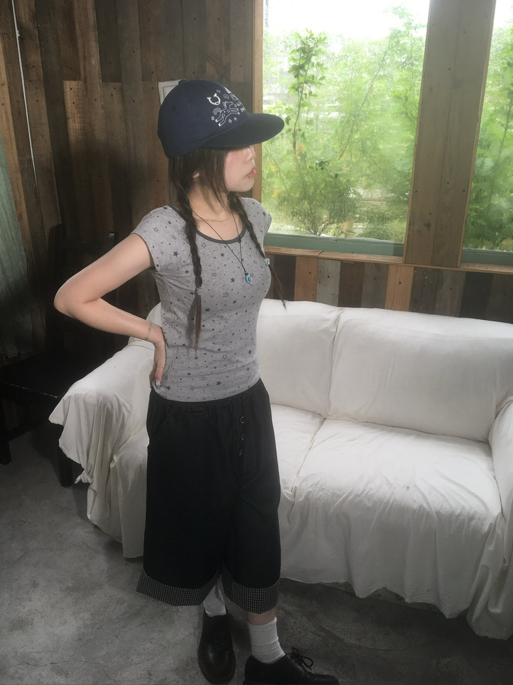 pony house cap (navy)