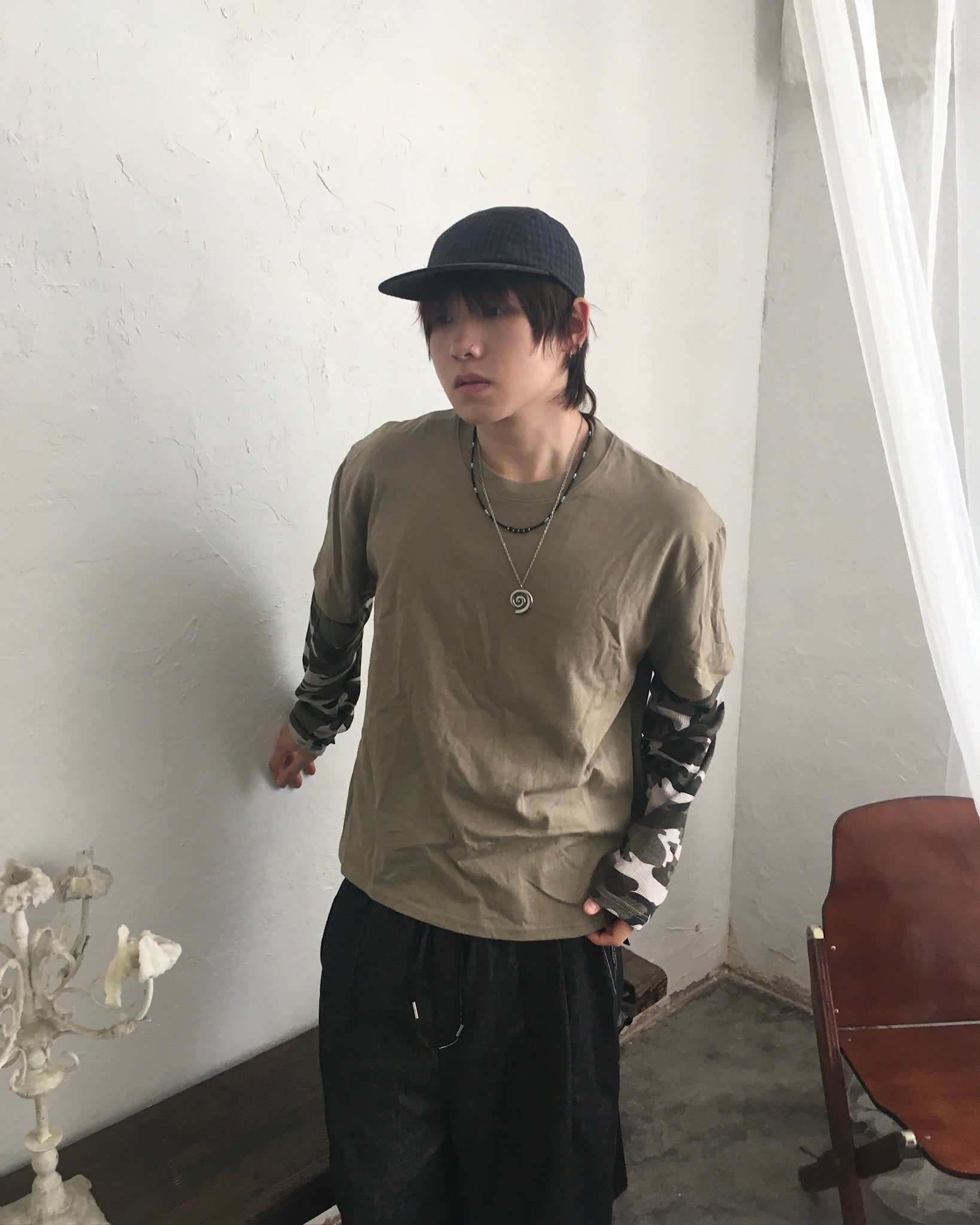 sun checked cap (black)