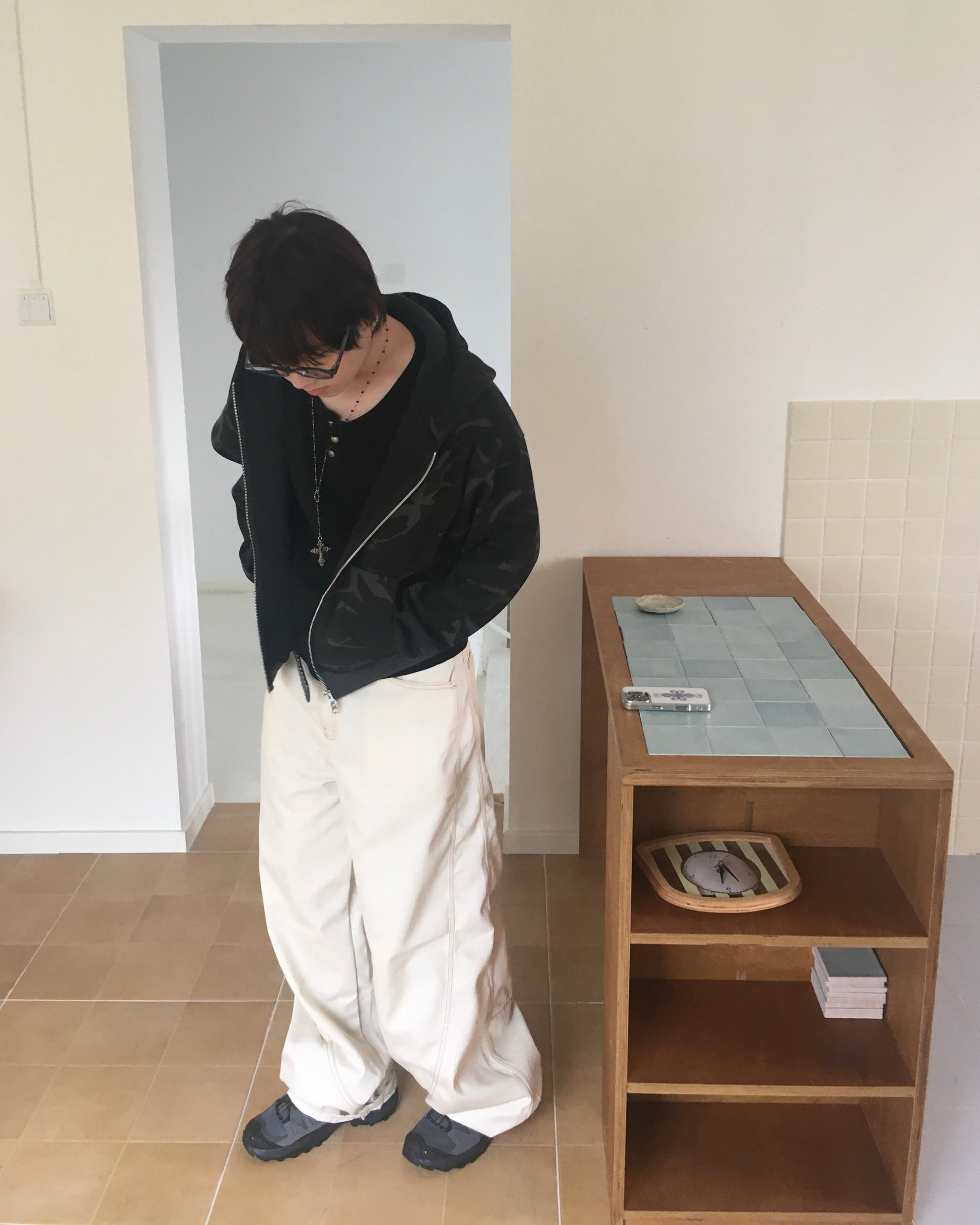 stitch pocket pants (cream)