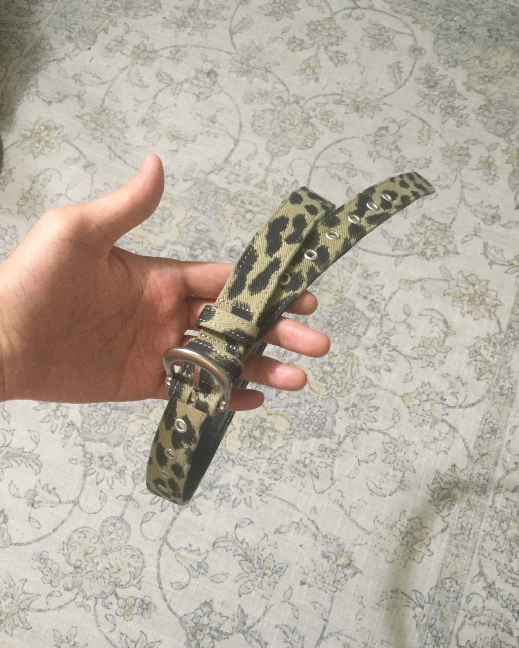 leopard eyelet belt (beige)