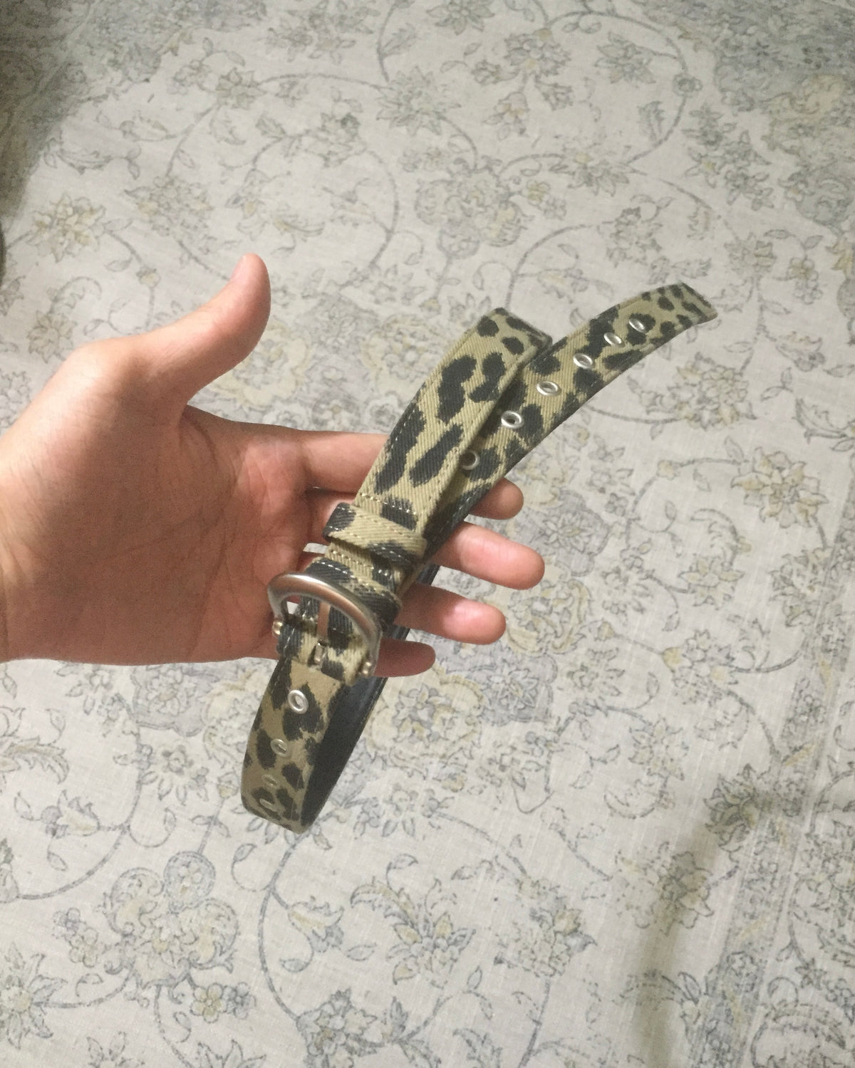 leopard eyelet belt (beige)