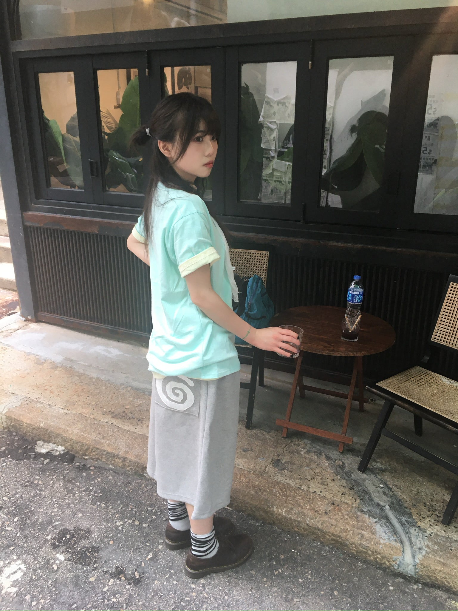 spiral half sweat pants (grey)