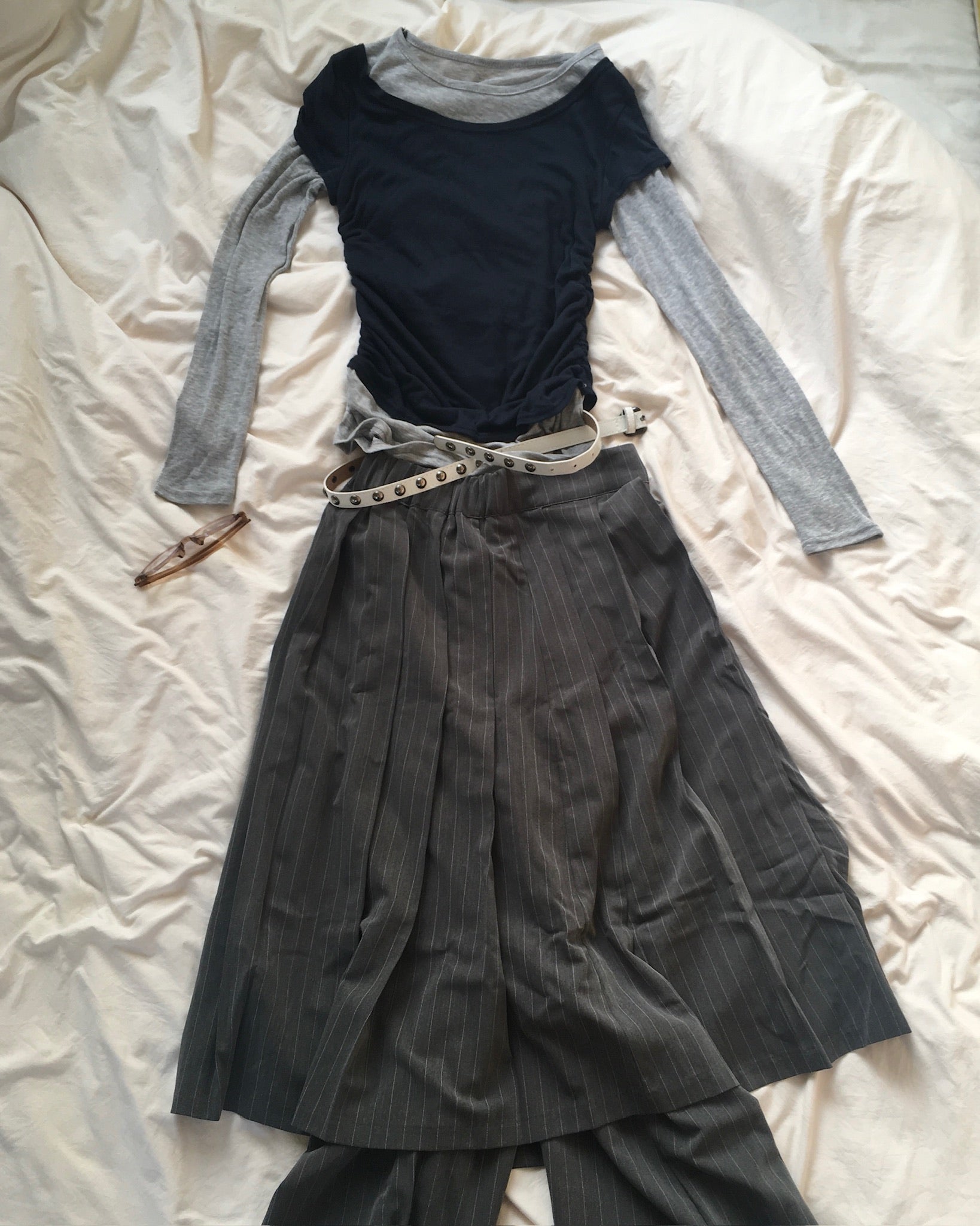 tencel color layered tee (grey)