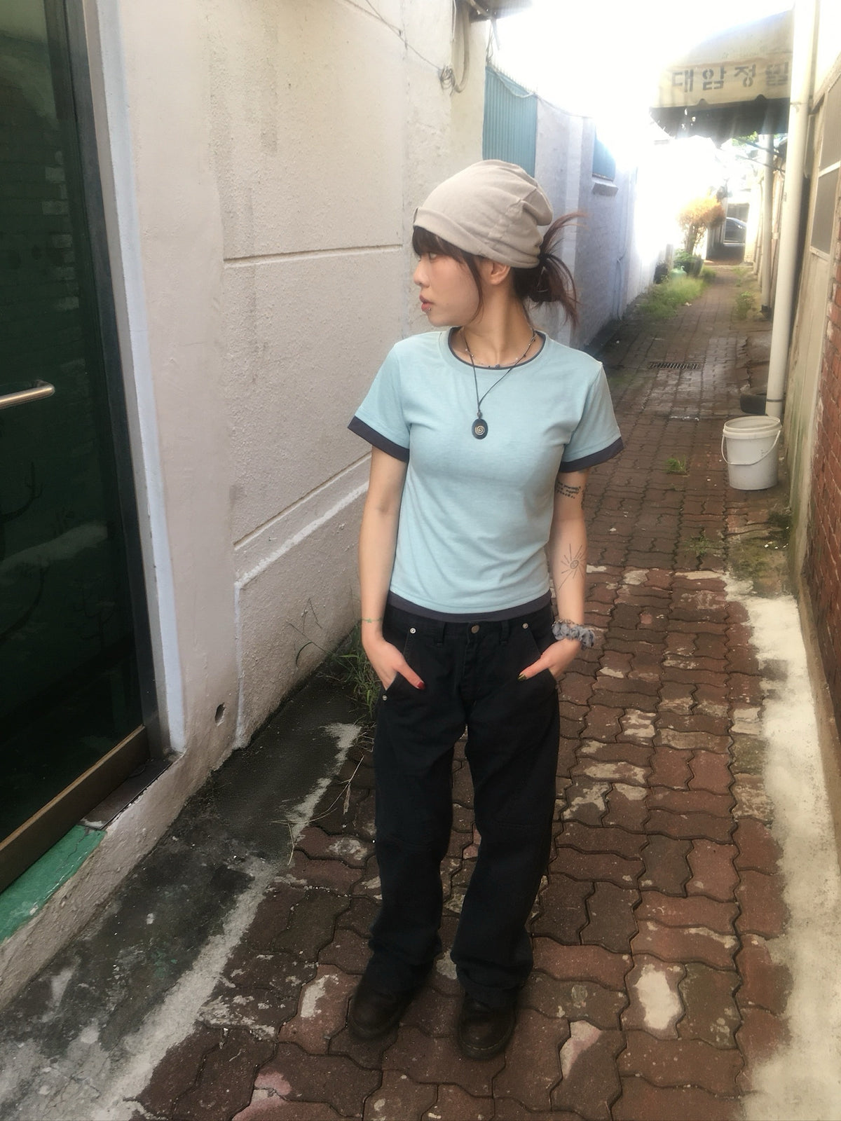 basic layer crop tee (mint)