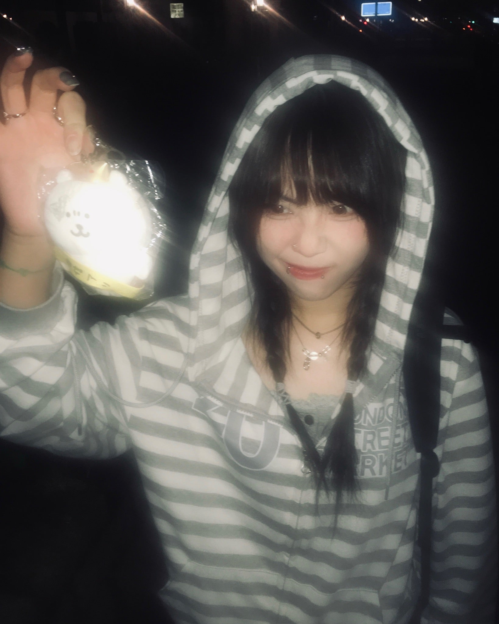 20 striped zip-up hoodie (grey)