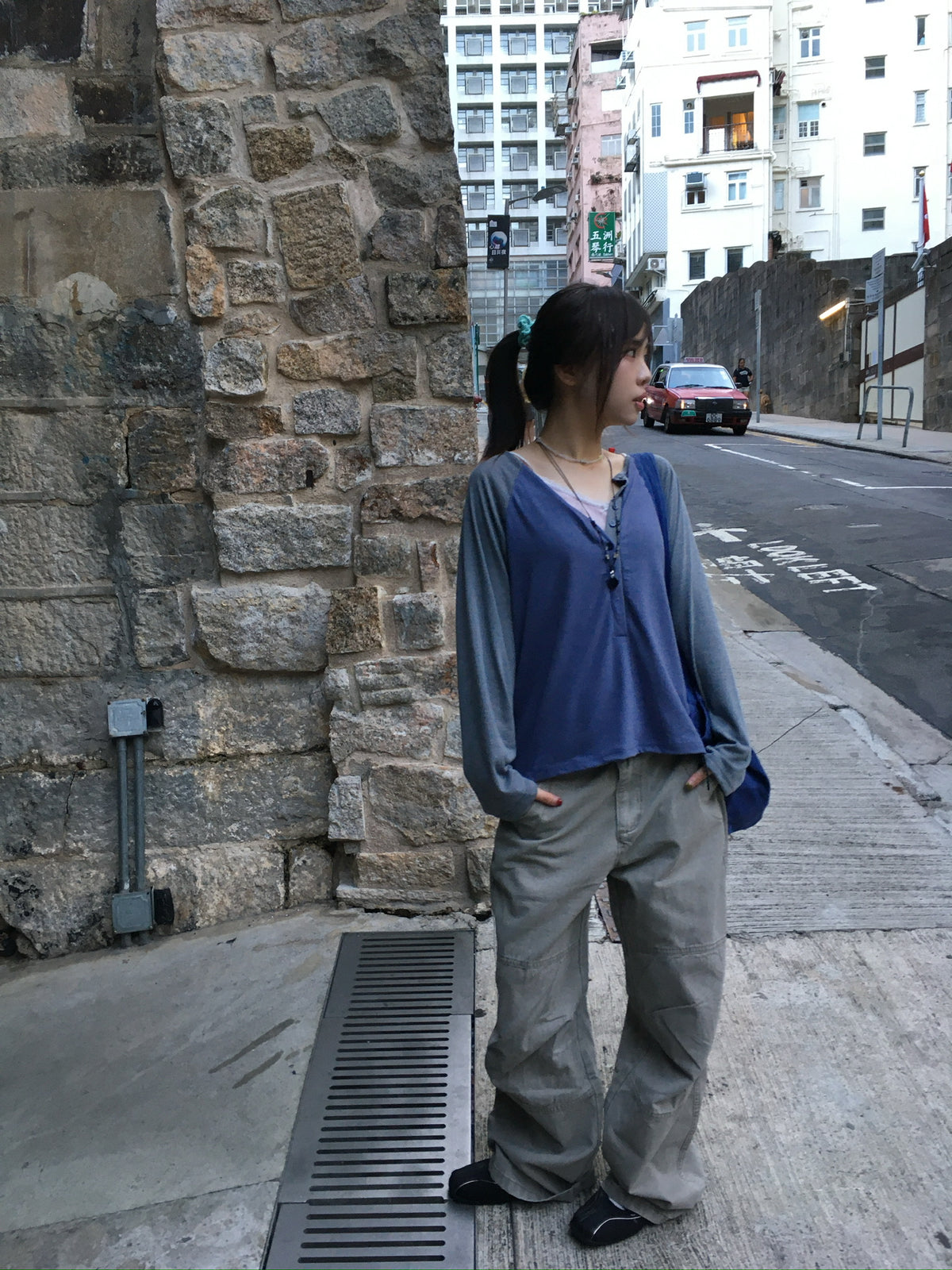 vintage washed cargo pants (beige)