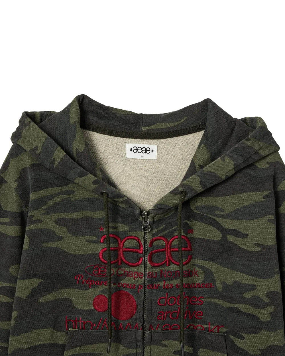 AEAE WEB LOGO CROP HOOD ZIP UP (CAMO GREEN)